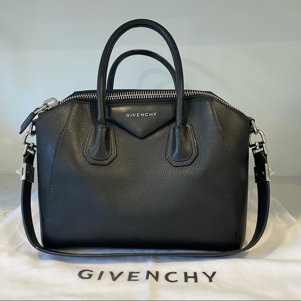 Beautiful Authentic Givenchy Antigona Small Sugar Goatskin Black Satchel Bag